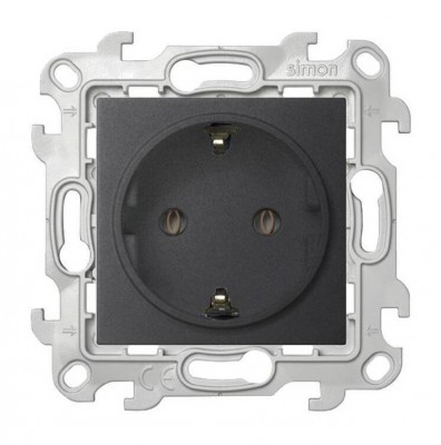 Розетка Simon 24 Harmonie графит Розетка с заземлением Симон 24 графит